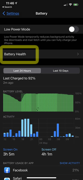 Click on Battery Health