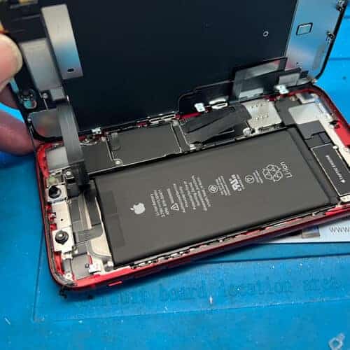 iPhone screen removed for repair